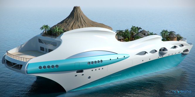 90m Tropical Island Paradise themed motor yacht design by Yacht Island Design 