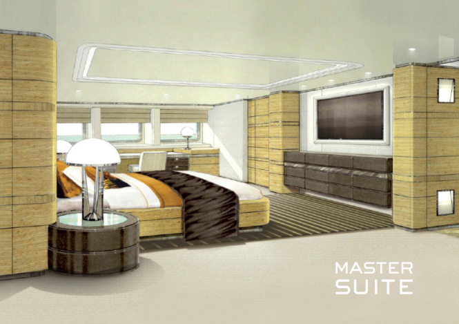 Heesen 4400 series superyacht Zentric - Master Suite designed by Omega Architects