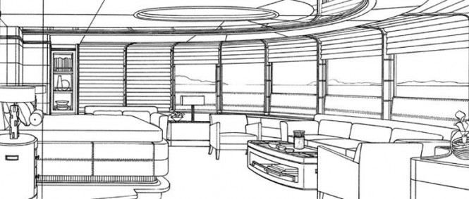 Interior of Benetti yacht Lyana ex Project Sofia (FB248) designed by Francois Zuretti