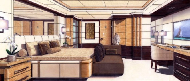 Interior of motor yacht Lyana designed by Francois Zuretti