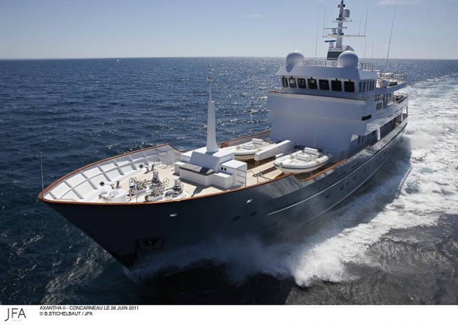 JFA shipyard launches 43m motor yacht Axantha II – An expedition superyacht designed by Vripack- Photo Credit B.Stichelbaut / JFA