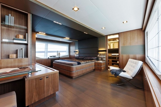Master Cabin of Motor yacht Desta by Ferretti Group – The first Custom Line 100 