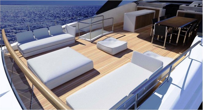 New Sanlorenzo SL94 motor yacht's spacious Flybridge