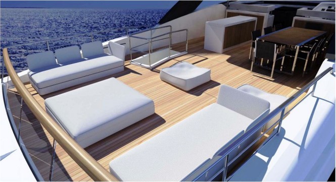 New Sanlorenzo SL94 motor yacht's spacious Flybridge New Sanlorenzo SL94 motor yacht's spacious Flybridge