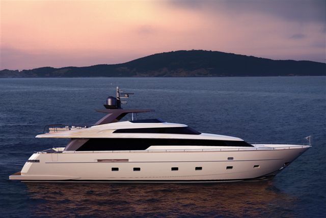 New exterior image of the Sanlorenzo SL94 motor yacht series that will be exhibited at the Genoa International Boat Show 2011