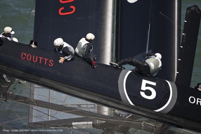 ORACLE Racing - Boat preparation AC45 OR 5 1st sailing trails - Photo Guilain GRENIER