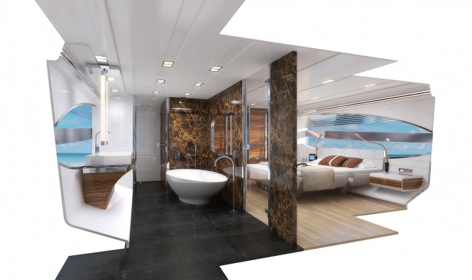 Owner's stateroom of the 72' Motor yacht by Joachim Kinder Design