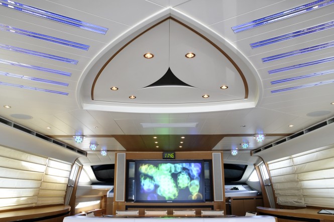 Salon of Pershing yacht Mistral 55 completed in party mode