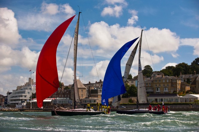Swan European Regatta Fleet do battle in front of the Royal Yacht Squadron, Cowes © Kurt Arrigo 09