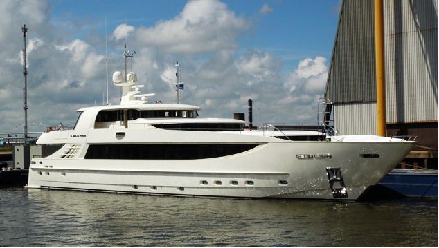 The 42 meter superyacht Basmalina II (ex Project Sunbeam) delivered by ICON Yachts.