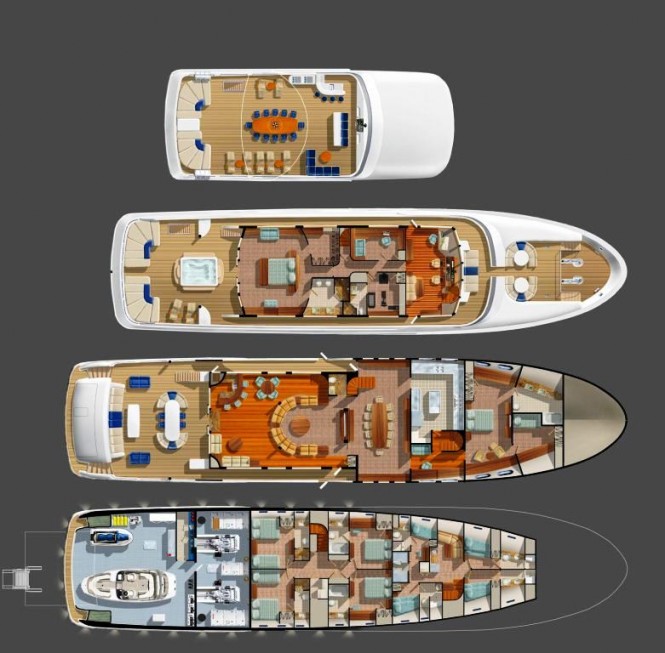 The Bray 42 metre Ocean Motor Yacht Layout