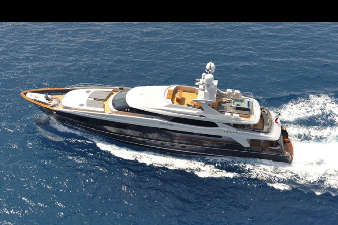 The Baglietto 43 metre yacht Ancora Why Worry Yacht Sister from above