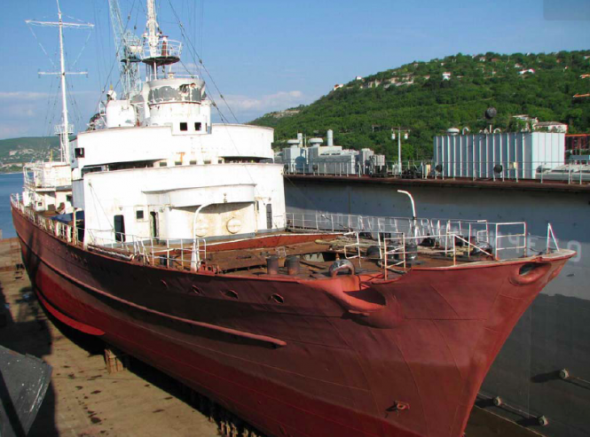 the 100m motor yacht Angara (ex Aviso Hela) today - she will be transformed into a luxury charter yacht