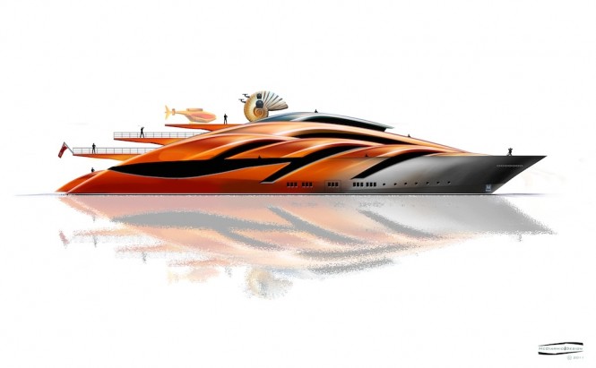 2. McDiarmid Design - 90m side profile Superyacht Conch - classic bow