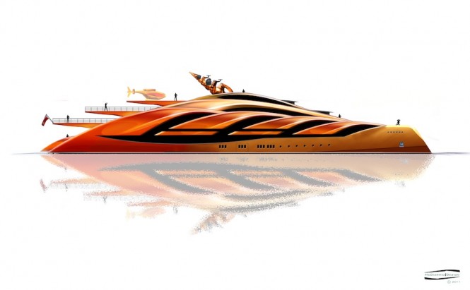 4. McDiarmid Design - 90m side profile Superyacht Conch - reverse bow