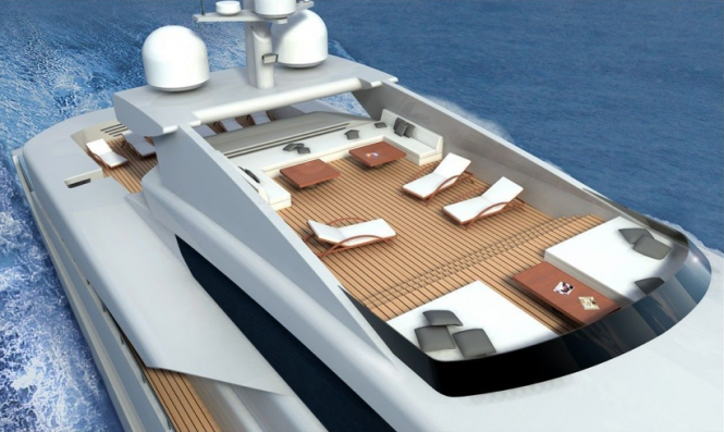 Detail of the 65 m motor yacht by Spadolini Design for Rossi Navi