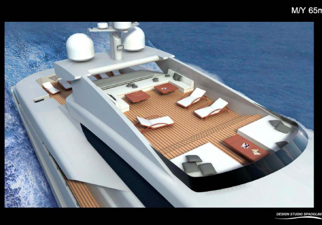Detail of the new 65m Spadolini designed motor yacht for Rossi Navi