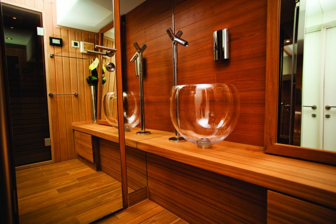 Fitness bathroom and sauna - Yacht JoyMe - by Philip Zepter Yachts with interior by Marijana Radovic of Standby