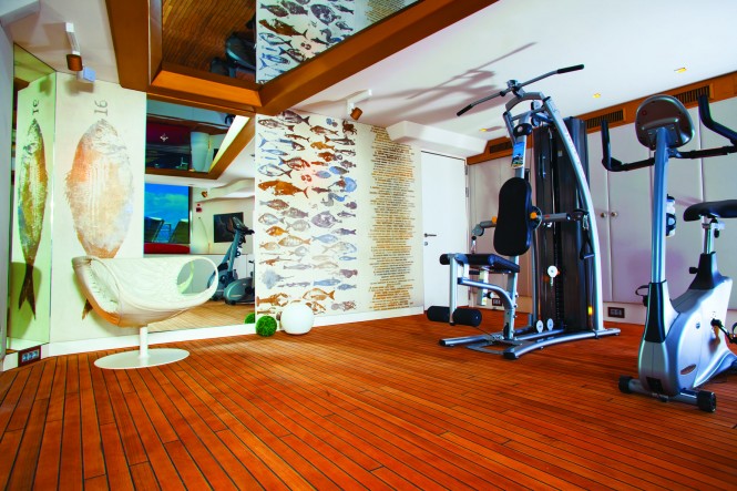 Fitness on board of the super yacht JoyMe built by Philip Zepter Yachts with interior by Marijana Radovic