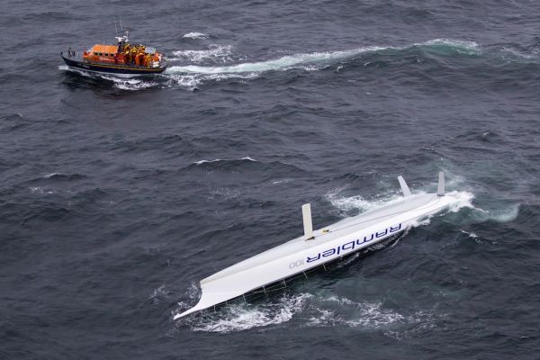 George David's Rambler 100 capsizes in the Celtic Sea- Credit- Rolex Carlo Borlenghi