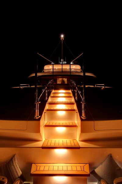 LED lighting system developed by Benetti partnership for Delfino 93 superyacht line.