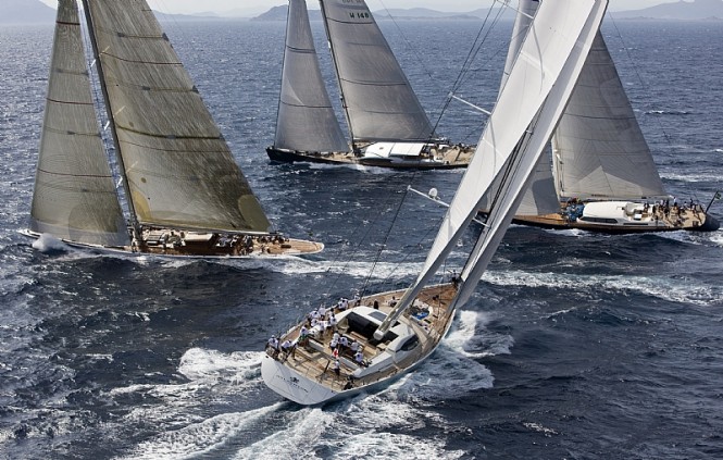 Maxi division sailing yachts head upwind - Photo credit Rolex  Carlo Borlenghi