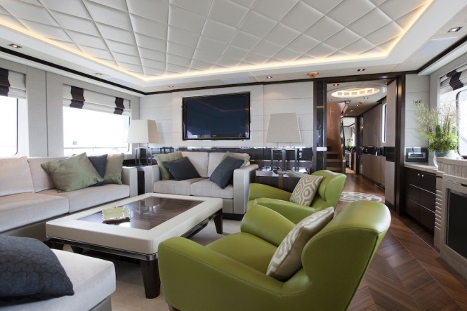 Modern and warm interior of the Heesen motor yacht Aurelia - Photo credit to Emilio Bianchi