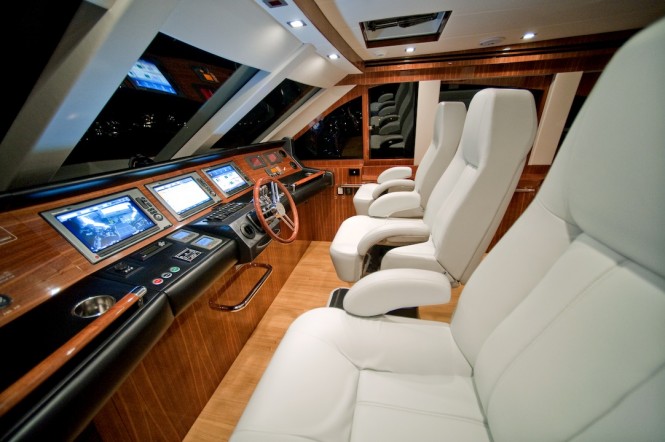 New Ocean Yachts 68 Enclosed Flybridge Yacht - A super yacht inspired helm station