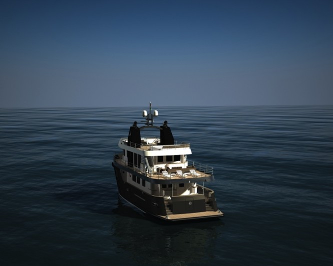 Ocean King 88 Yacht rendering - aft view
