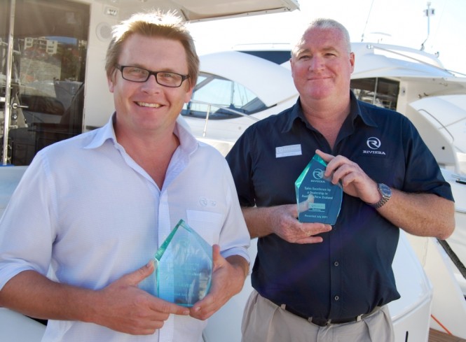 R Marine Sydney's Peter Devery was awarded Salesman of the Year Award and dealer principal Michael Joyce receives the award for Sales Excellence on behalf of R Marine Sydney