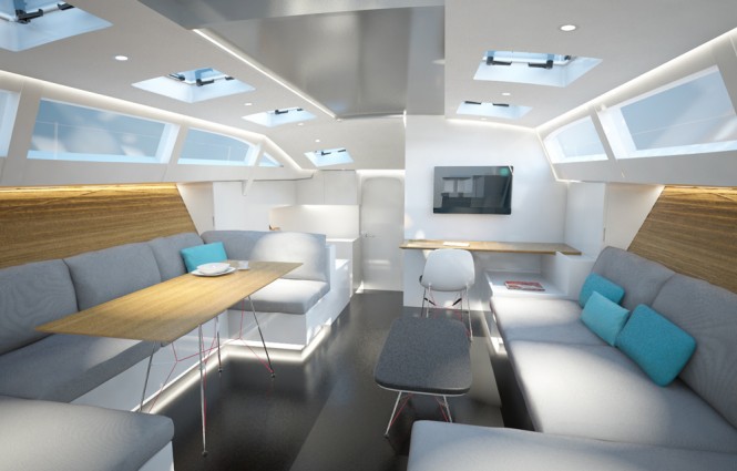 Sailing yacht Sleighride by Adam Voorhees Design - Salon looking forward Sailing yacht Sleighride by Adam Voorhees Design - Salon looking forward