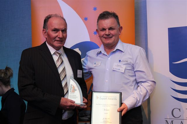 Sealite awarded Australian Marine Industry Best Export Performance-Large Exporter - Jeff Procter - Director - Sealite with Greg Fisher - CEO Club Marine