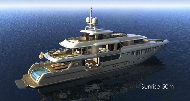 Sunrise 50m - A 50m Tri-Deck Displacement Motor Yacht by Sunrise Yachts developed in collaboration with Espen Oeino International and Frank Darnet Design.