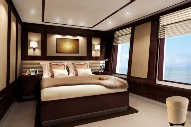 Guest cabin of Superyacht Helix the 5th F45 Vantage motor yacht by Feadship 