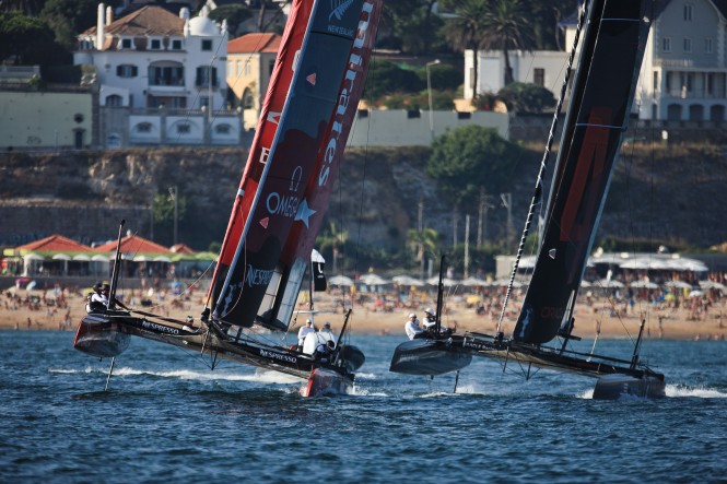 Top teams tangle in Cascais on first day of match racing championship Cascais, Portugal, 10-08-2011. © ACEA (2011) Photo G. Martin-Raget