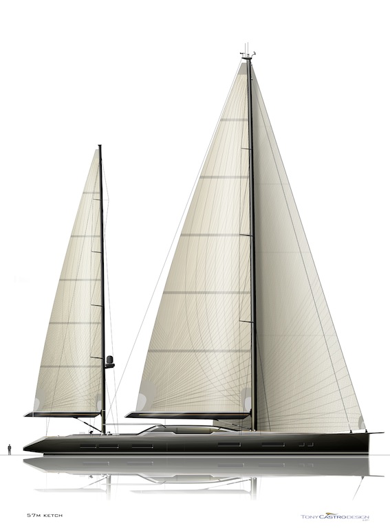57 metre verstion - Tony Castro Yacht Design 57M ketch