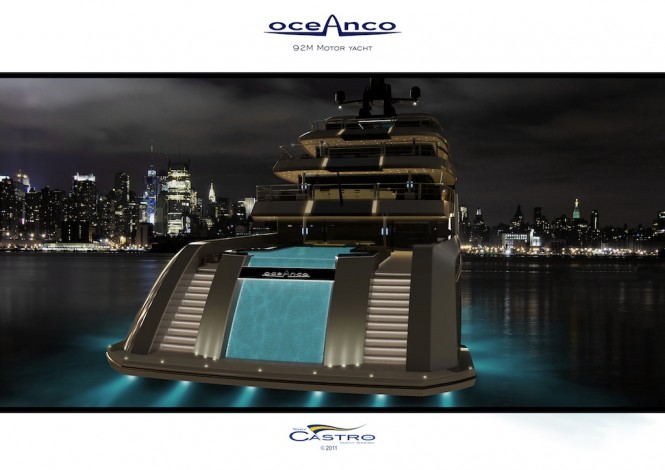 92M PA 153 yacht by Tony Castro for Oceanco - night view