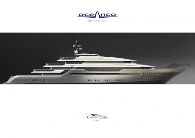 Eye-catching profile of the 92M Tony Castro PA153 Yacht design for Oceanco