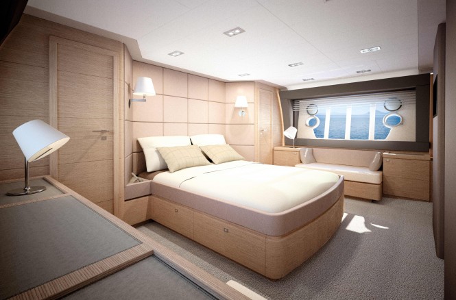 Ferretti 690 motor yacht Cabin - Credit Ferretti Yachts 