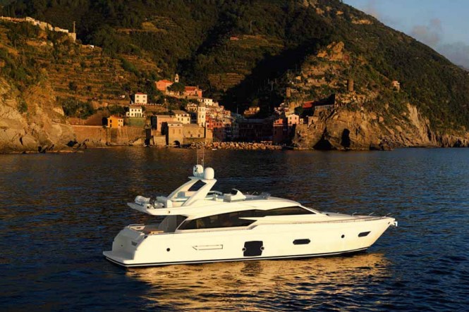 Ferretti 720 Yacht presented at the 2011 Cannes International Boat and Yacht Show