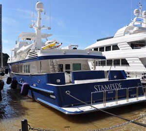 Motor yacht Stampede at Dennis Conner's North Cove