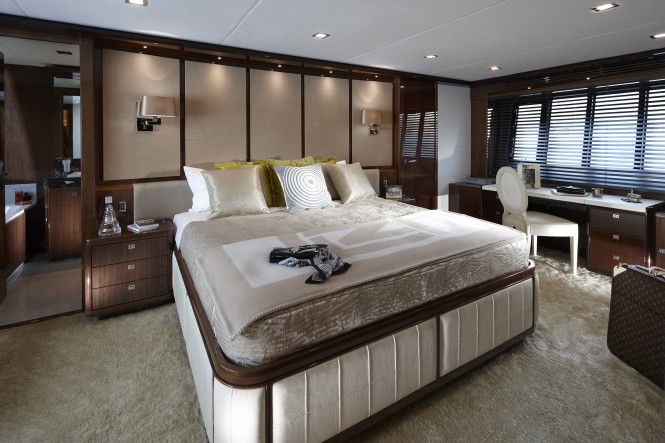 Princess Yachts 98 Motor Yacht Master Stateroom in collaboration with Fendi Casa Princess Yachts 98 Motor Yacht Master Stateroom in collaboration with Fendi Casa