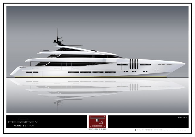 Profile of the KETOS 53m yacht designed by Team For Design - by Enrico Gobbi for Rossinavi