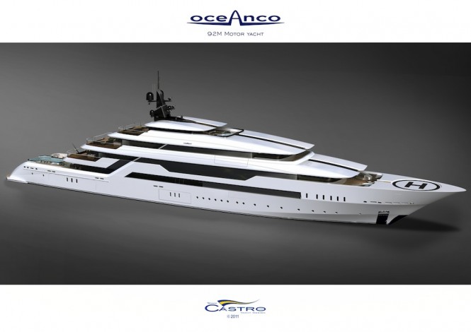 White version of the 92M PA153 mega yacht for Oceanco by Tony Castro