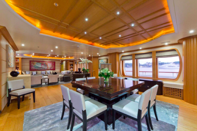 Dining area - charter yacht Troyanda - Photographer: Marc Paris
