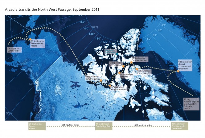 Arcadia transits the Northwest Passage Map