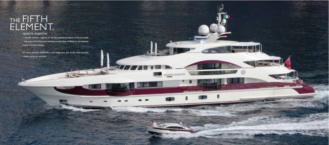 Heesen Motor Yacht Quinta Essentia available for luxury yacht charters in the Mediterranean 