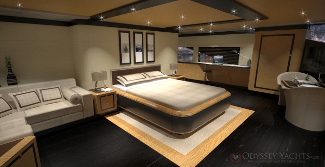 Interior of the 25m motor yacht VELOCE by Odyssey Yacht Design