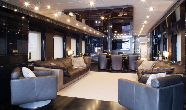 Main saloon of the NOOR yacht with interior by Hot Lab