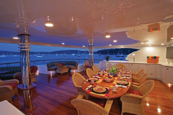 Newport Charter Yacht Show on-deck living spaces aboard superyacht Lia Fail  (credit Billy Black)